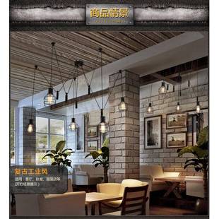 灯dd4803式 店复古升降l小铁笼工业 oft天女散花吊灯创美意餐厅服装