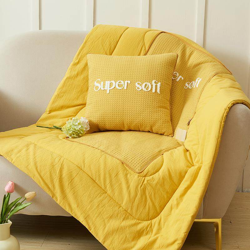 水洗棉抱用HYtqxssq枕被用子两靠垫办公室沙发午睡毯子车汽车靠枕
