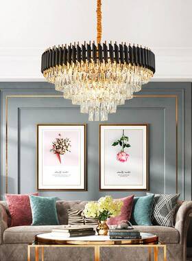 轻奢K9水晶吊灯新款现代简卧约眼客56304led大气别护墅灯具餐厅厅