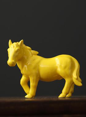 红色陶马马F989T85J摆件十二生肖瓷器客厅工艺品风水招财马到瓷成