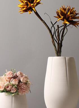 约现式代简F97JHS7T中素雅哑光白色陶瓷器民宿花瓶桌面装花饰品摆