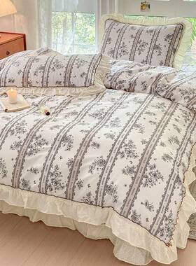 224新款法全式1AL10112033720棉花边砂四洗夹棉绗缝床盖件套