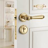 卧室分体锁A10 051金色室房门铜芯磁吸静音门把手执锁手轻奢法式