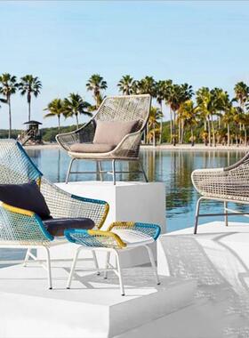 户休椅闲外椅阳台藤室内室外创意庭院XVG花园藤编沙发小桌茶几组