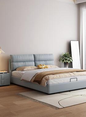 科布床1.8m主卧皮奶油风L608卧室家具双人床技气压高箱储物软床1.