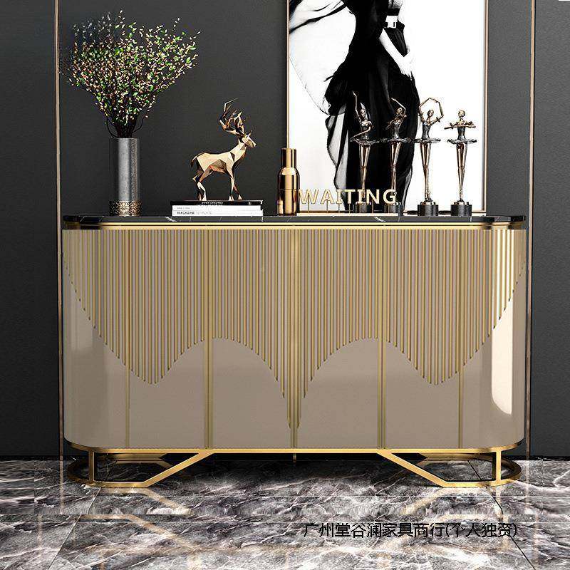 高档装门意式玄关柜轻奢餐边柜样板IEP饰间设柜计入户正对客厅墙