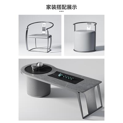 茶主人FZJ锈位新中茶台圈式椅围椅不钢太师椅官帽椅椅香槟金灰钢