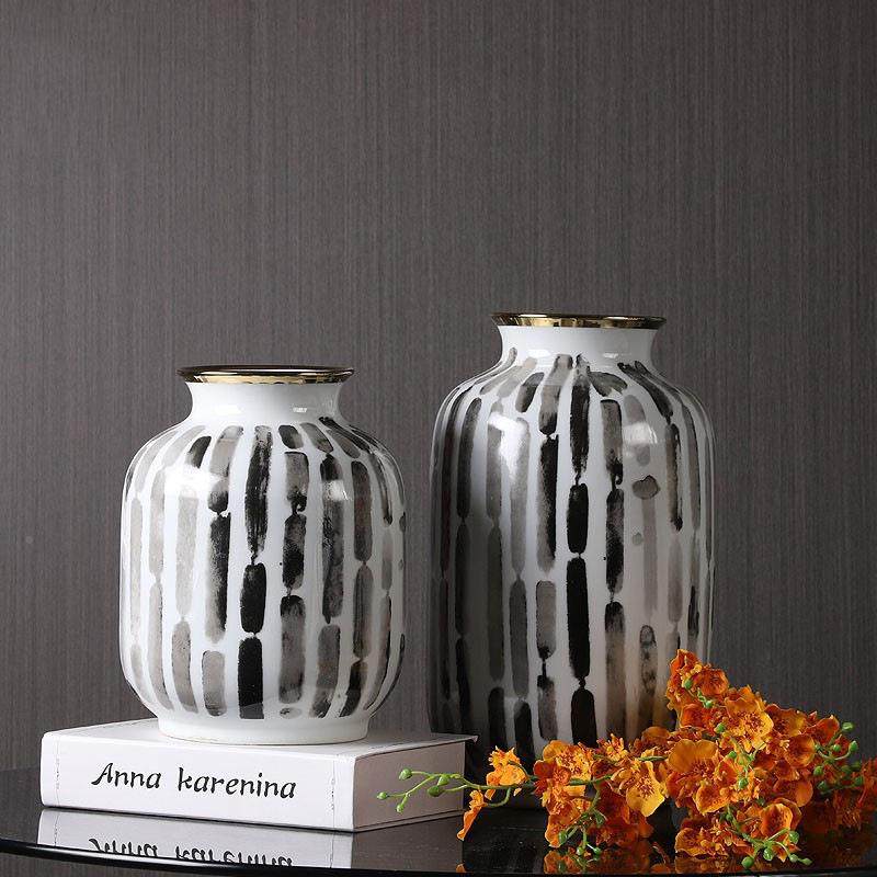现代新中式轻黑白瓷花HPP瓶奢样板房软装配视饰客厅电柜陶陶罐插,橡塑材料及制品,工业陶瓷,淘宝优惠券,粉丝福利购,淘宝优惠卷