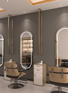 美发镜子灯发廊专用落地/理发镜子D网红带LE单面发光挂墙智能店镜