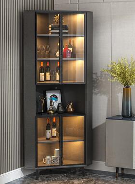 f客LE奢转角柜墙角柜三角形置物架厅发拐角柜酒柜收纳沙轻WTH玻璃