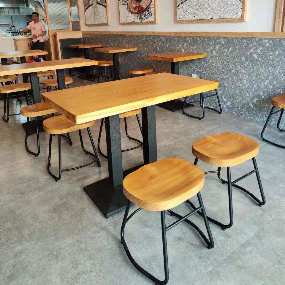 餐厅实木桌桌汤椅组合小吃店网红馆简约面餐商用店铺方形mta007