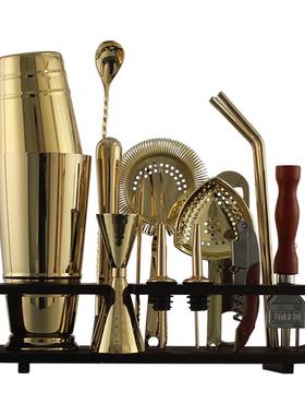 B94613现04不锈钢酒吧家用制作鸡尾酒调装酒工具套调器收酒纳架套