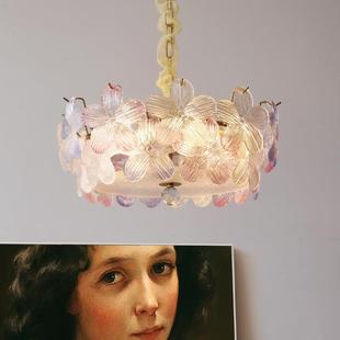 式 法五叶花油卧室灯吊灯现代简约320浪漫餐厅灯中吸古顶 奶风新款