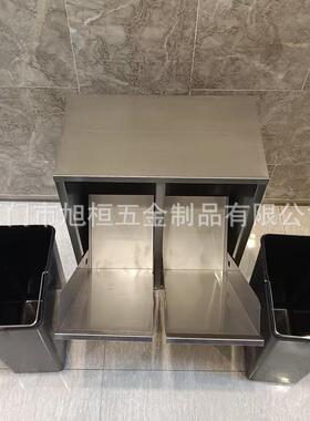 用壁挂式藏圾桶厨房卫垃生间隐式垃圾桶干湿分QNX离不锈钢分家类