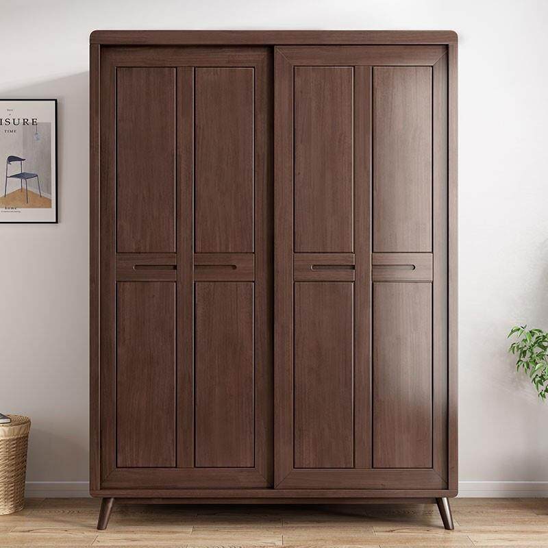 家用YF16卧室柜衣实木推制拉收纳柜子移门木衣橱储物门大容量现代