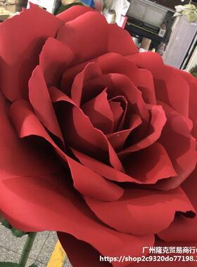 红超网大玫瑰花饰橱SNW窗装立体假花大号仿真朵花卉摆件婚庆红色