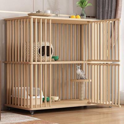 实空木猫沙0203发层猫双屋猫别墅超大间猫房繁育猫窝可笼移动笼子