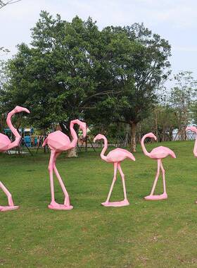 大型庭几何外块面火鸟摆件GQI户玻璃钢切面鸟烈雕塑公园林景观草