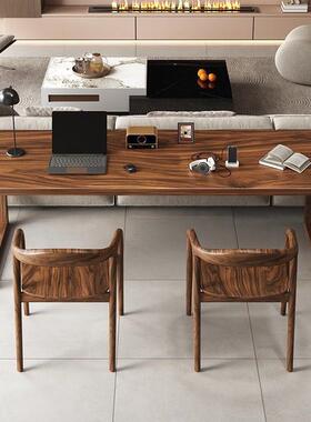 南美桃CGZ客木书桌厅家用高档实木大板条长学习桌电脑桌胡办公工