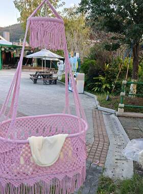 便携式大儿婴儿床吊篮摇装篮54706户外内吊椅童房饰吊室床秋千折