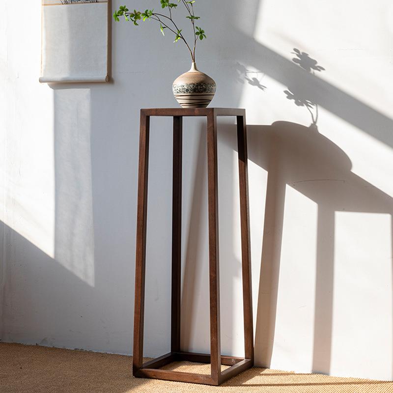 北美胡桃木实木花架现代简约客黑厅阳台中花式花置盆物架几041组