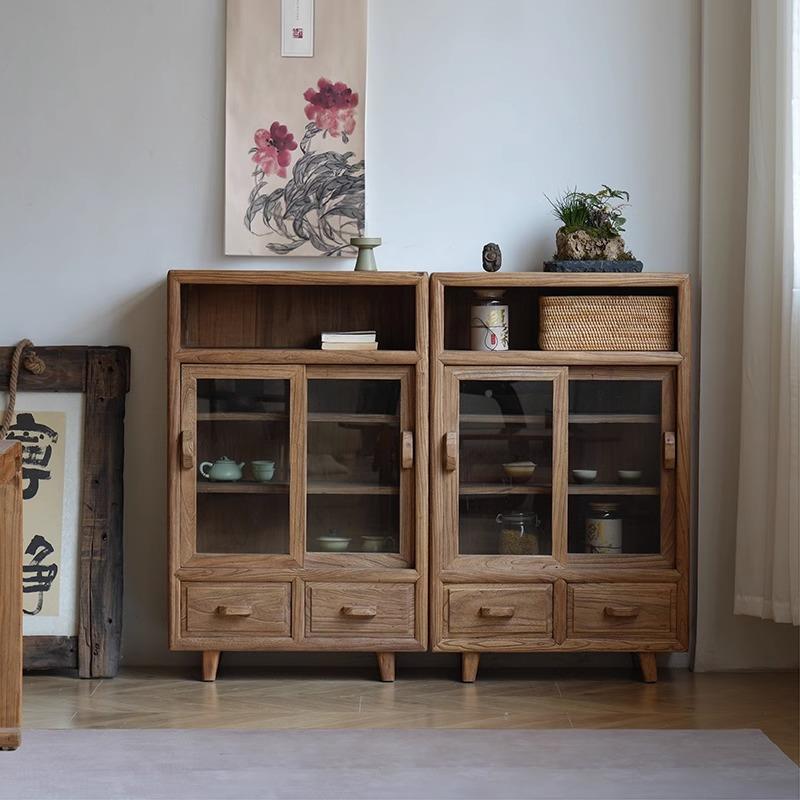 珍舍橱老榆木餐茶边柜实木民宿储物柜收纳柜23FG22-0旧木中式柜茶