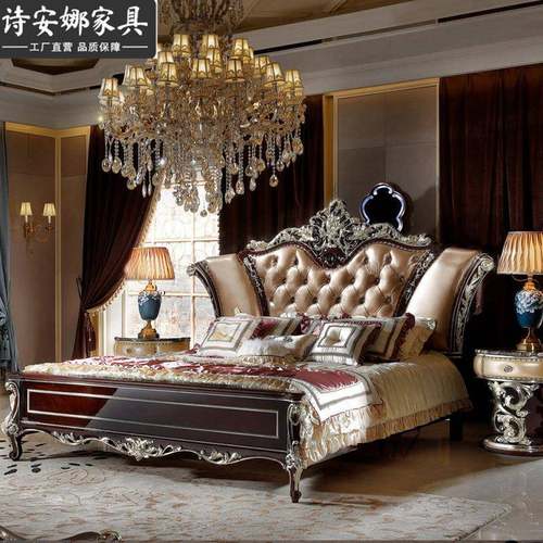 奢华欧床大户型板式房新样古主典卧MRA皮艺床1.8米双人床
