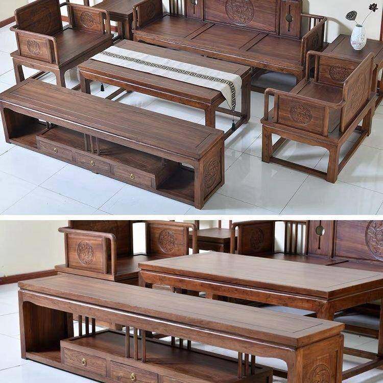 IFE新中沙式实木发组合老榆木中全实木现代式国客厅别墅中风家具