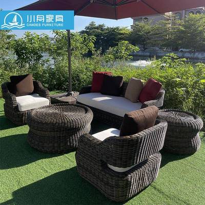 1738户藤编家具阳台别外墅庭院园露椅天藤民宿室外休闲组合藤花椅