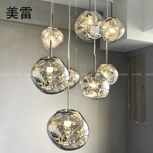 设计师款别墅熔岩吊灯loft楼梯间复式挑空后现代中空客厅餐厅吊灯