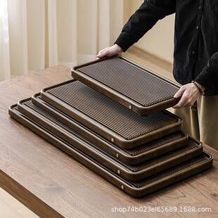 中式楠竹胡大茶盘桃茶办悦池茶盘公茶盘用仿电室木款干家泡茶台大