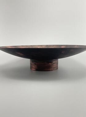 现房新中式代描金YY-084仿铜金属圆形盘样板托售楼处花器软装摆件