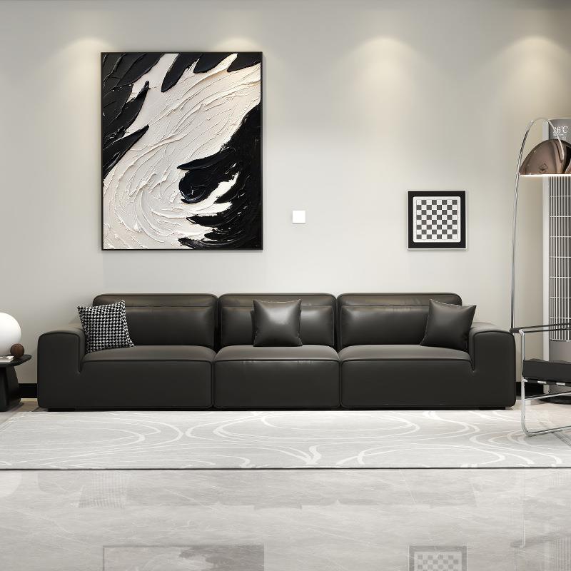黑皮lsg20230沙发沙现式代简约猫爪意极简牛小户型直排豆腐块客厅