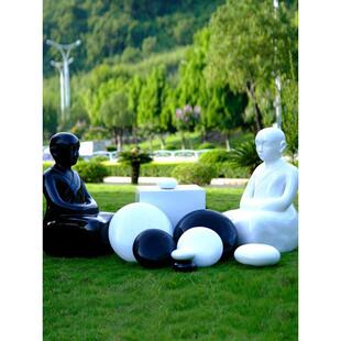 户外黑白围棋子下棋人广场棋社园林坐凳售公塑楼部景ZBE观装雕摆