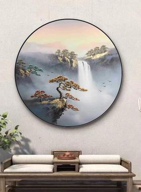 纯手绘风景油画背有户靠客厅入58573玄手关装饰画工山绘制挂画