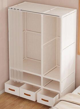 简易衣OYV柜钢管粗加固组全钢架装布加柜出租房衣用卧室收纳柜子