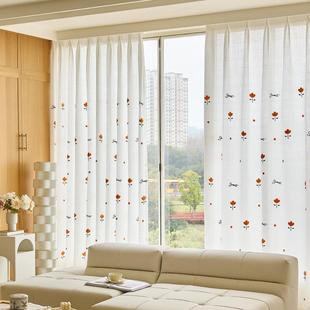 透光不透人绣花纱帘园风三角967形卡通窗阳纱台田室飘窗儿童卧房