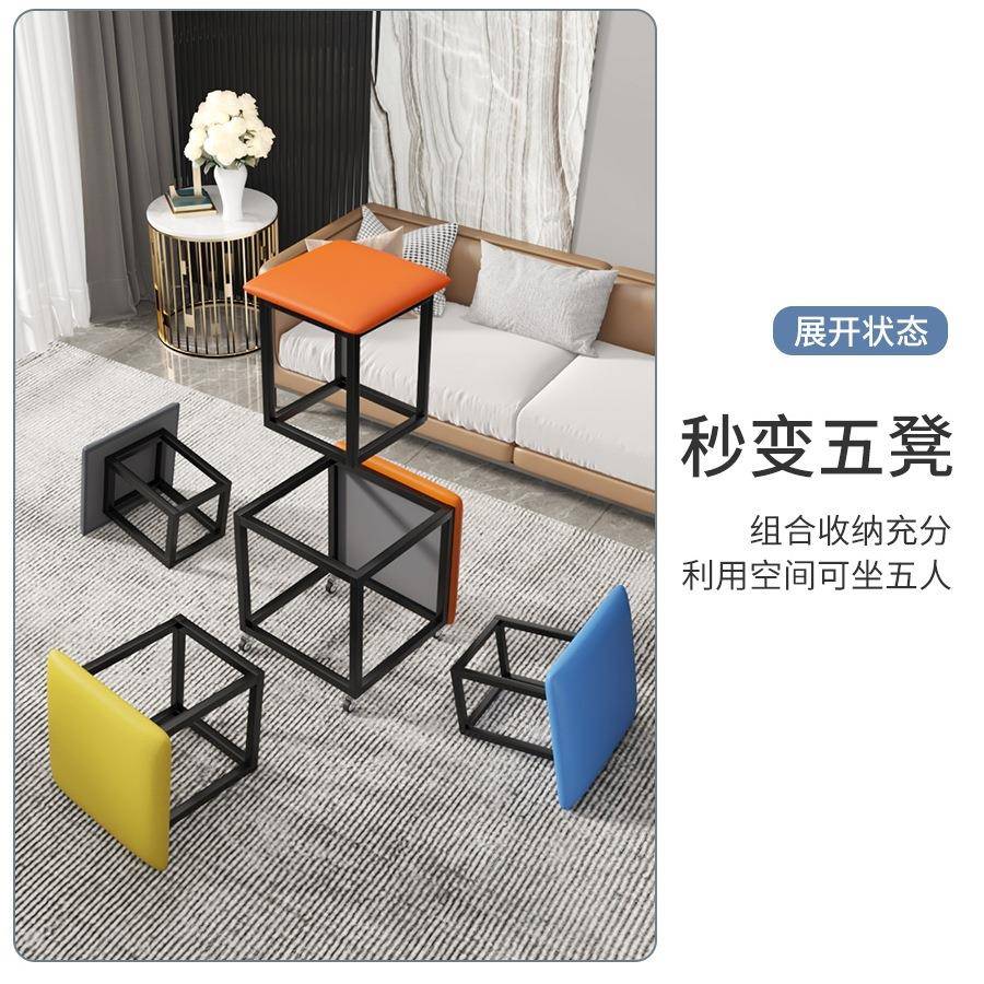 可魔方组合凳子用沙家发小矮万向811轮客厅茶几凳方坐凳折叠叠放