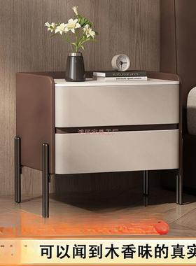 实木轻皮奢意式床XHZ头柜简约现代室卧家用质岩纳板收新款床边柜