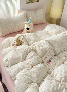 a类母针婴级双层纱床四件套全棉织棉上儿单卡通被纯棉被套三KKZ件