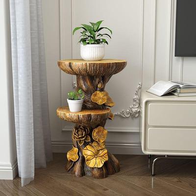 客厅大型落BZX地摆件木头视柜旁家电居装盆收纳树桩根栽雕饰工艺