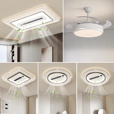 代简约无叶风扇全光220谱灯眼LED新款负离子吸顶风扇灯现中山护灯