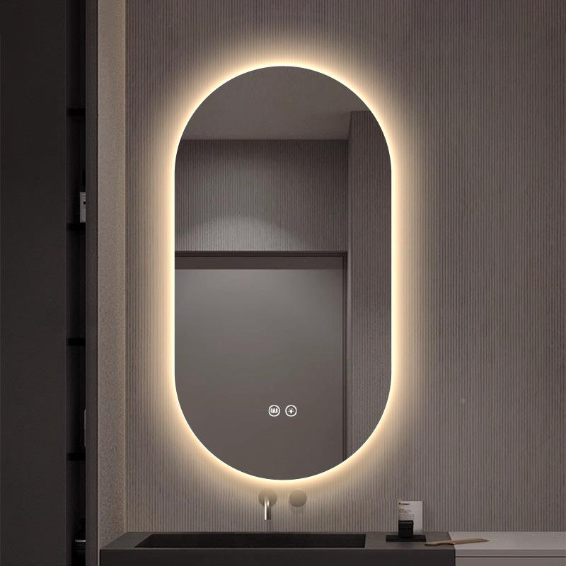 间椭圆形e852d浴室镜防雾卫智生梳妆台化妆发光l镜子壁挂能镜触摸