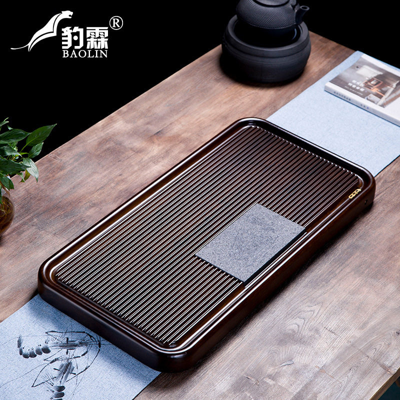 竹制排水式重竹茶盘大号家用简约长方形茶具整块托盘小号茶台竹子