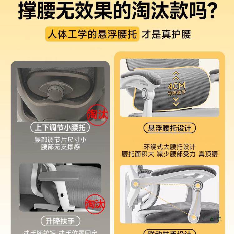 人体工学985椅子护腰可躺脑椅舍家电用舒适久办坐宿电竞椅公两用