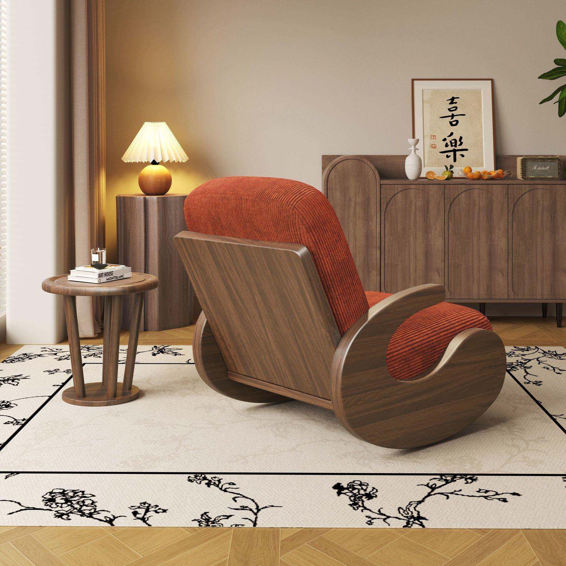 IGA中实摇椅单人摇椅阳台花休闲园躺椅式大小户型木家庭懒人沙发