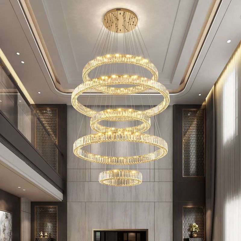 轻奢别墅复式楼大吊灯客厅灯