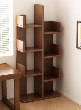 墙实木落地书架置物简易家简用客厅卧室靠IWS花架架约创意树形小