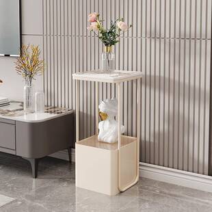 轻奢双层花架旁装饰架意式岩板客地式花架HQZ子电视柜沙发厅置落