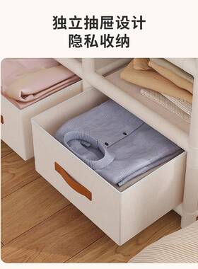 衣防柜家用卧室经济型简柜子WOR尘收纳置物架租子出房衣橱结实易